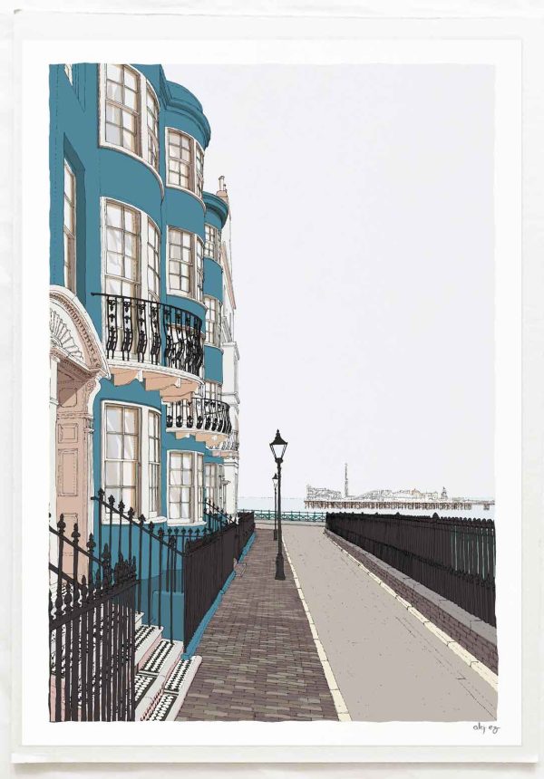 Art print by artist alej ez titled New Steine Gardens Brighton Seaside Architecture Amber