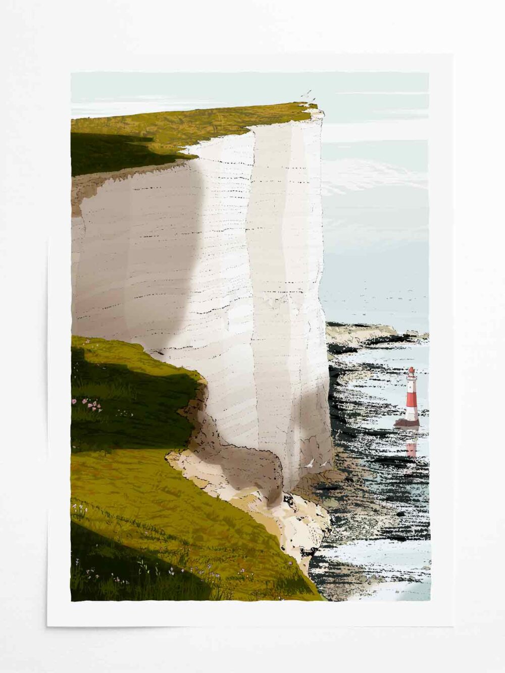 Art print titled Breezy Beachy Head White Chalk Soaring Cliffs by artist alej ez