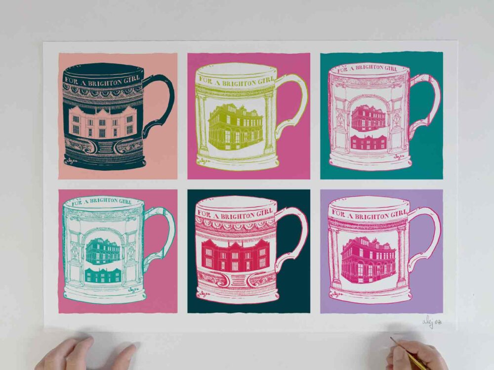 Art Print titled For a Brighton Girl Victorian Tankard Tea Mug Harlequin Set l by artist alej ez