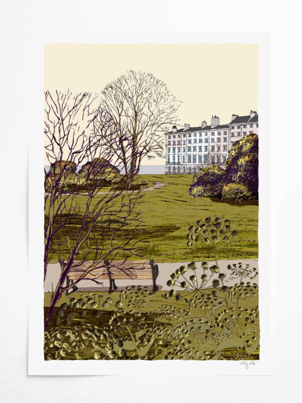 Art Print by artist alej ez titled Adelaide Crescent Gardens and the Sea