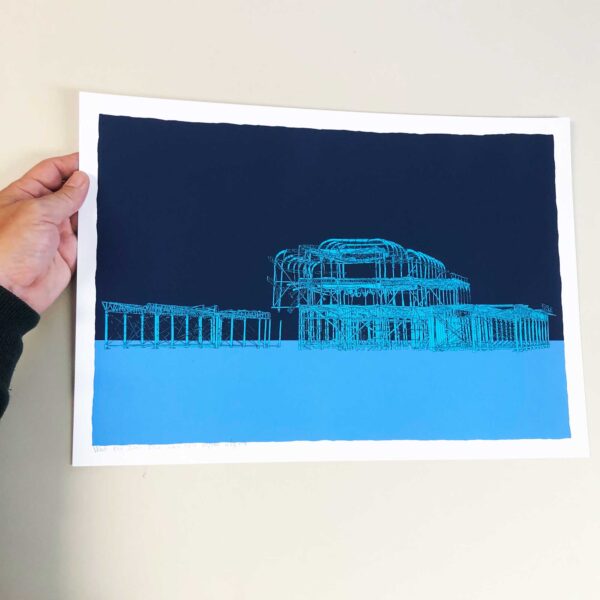 Art print titled West Pier Icon Blue by artist alej ez