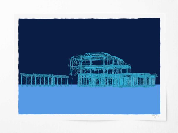 Art print titled West Pier Icon Blue by artist alej ez