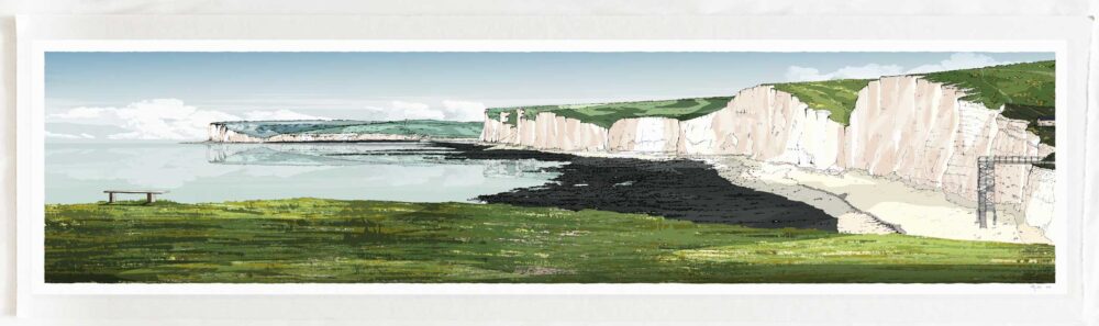 Art Print by artist alej ez titled A Stop along the South Downs Way the Seven Sisters from Birling Gap