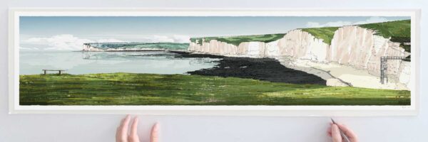 Art Print by artist alej ez titled A Stop along the South Downs Way the Seven Sisters from Birling Gap