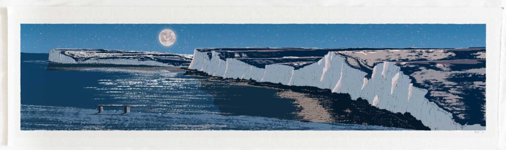 Art print titled he Full Moon the the Seven Sisters from Birling Gap by artist Alej ez