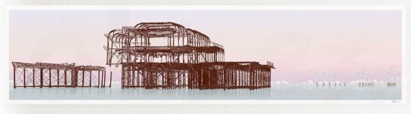 art print titled West Pier Rampion Wind Farm Eventide by artist alej ez