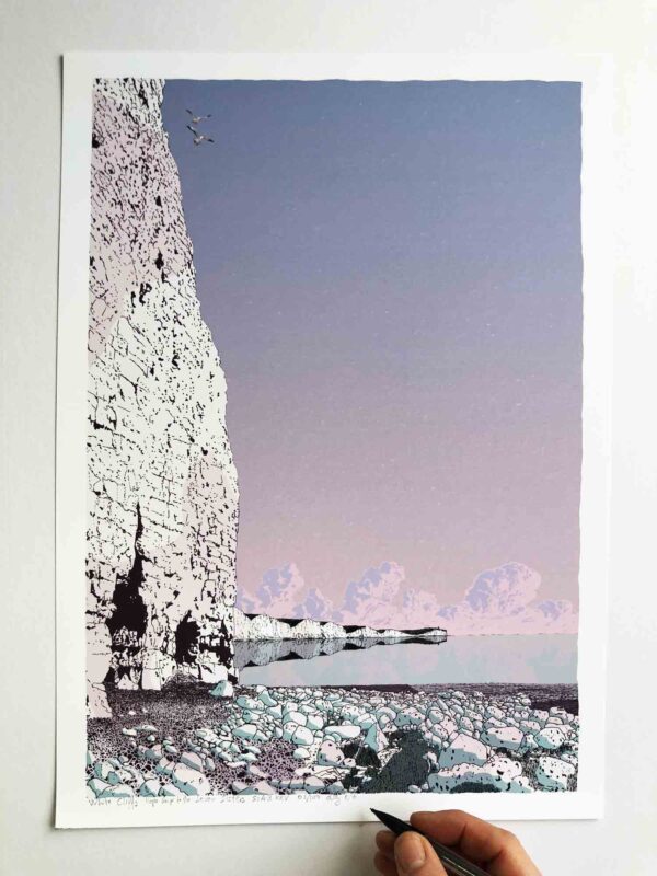 Art print by artist alej ez titled White Cliffs Hope Gap to to Seven Sisters