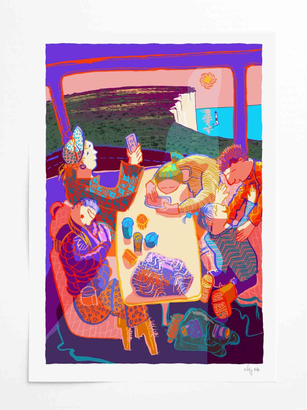 Art print by artist alej ez titled Days out on the Bus South Downs Park