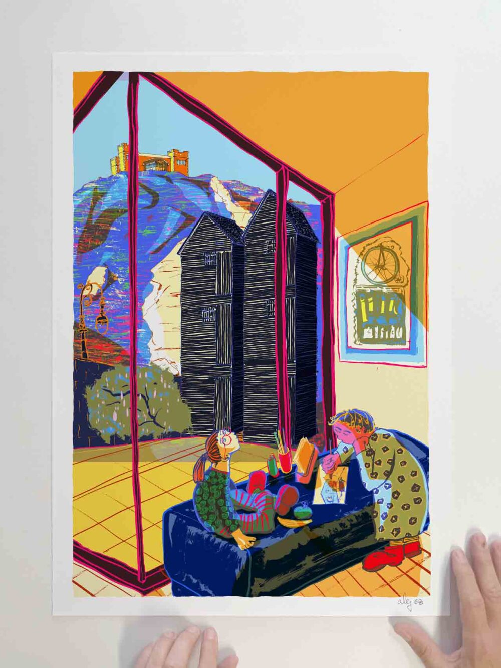 Art print by artist alej ez titled Young Friends at Hastings Contemporary