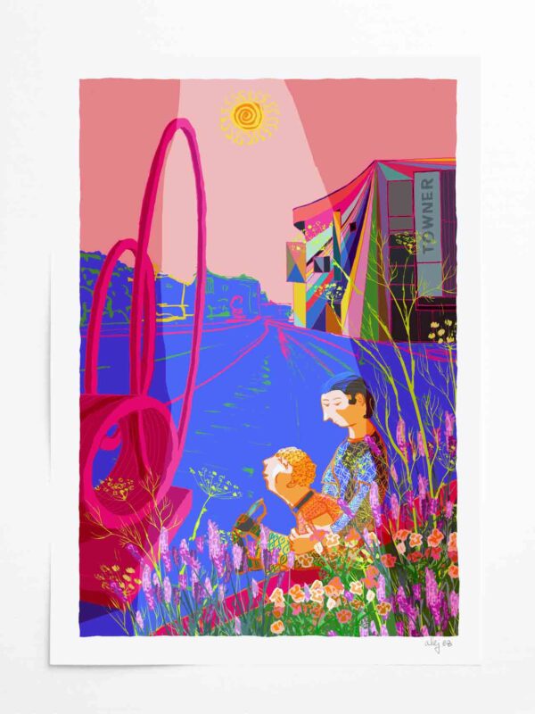 Art print by artist alej ez titled Mother and Son Art Day at the Towner in Eastbourne