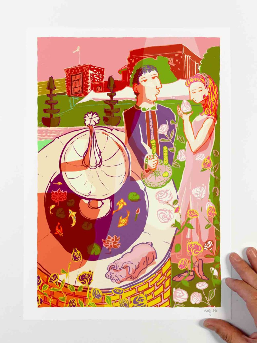 Art print by artist alej ez titled The Mary Christie Rose Garden Glyndebourne Opera