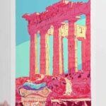 Art print by artist alej ez titled The Parthenon Ionic Capital and the Cat in Athens