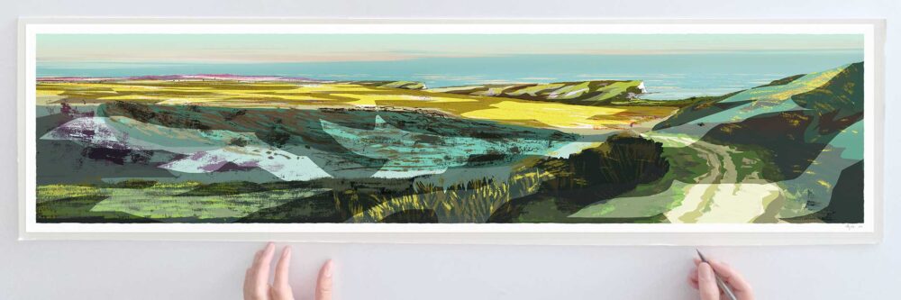 Art print by artist alej ez titled Early Spring South Downs From Seaford to Cuckmere Haven