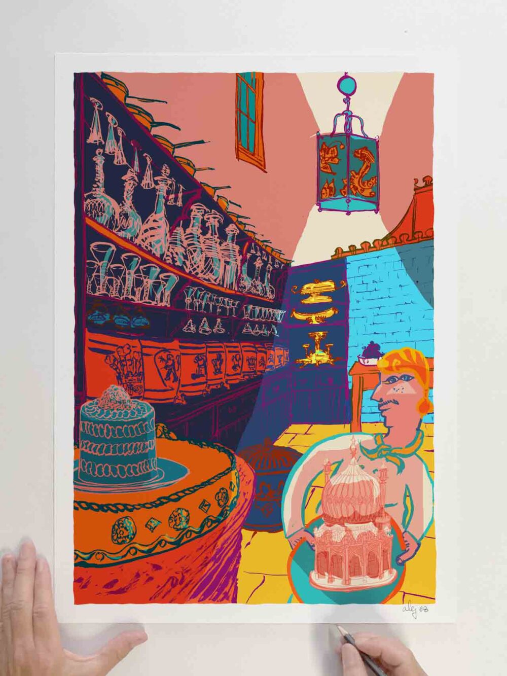 Art print by artist alej ez titled Icing on the Cake Brighton Pavilion Kitchen