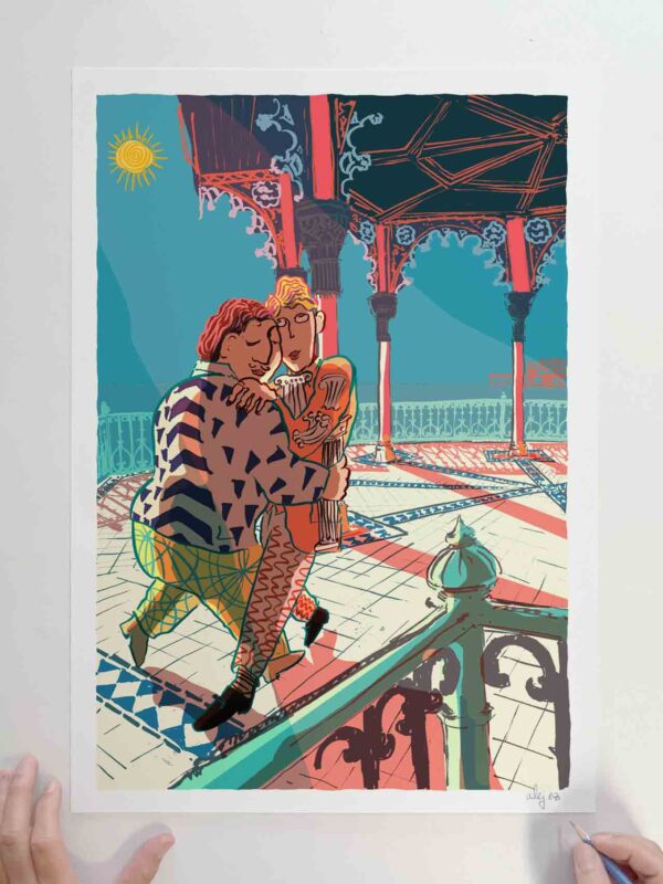 Art print by artist alej ez titled Dancing at the Bandstand Brighton