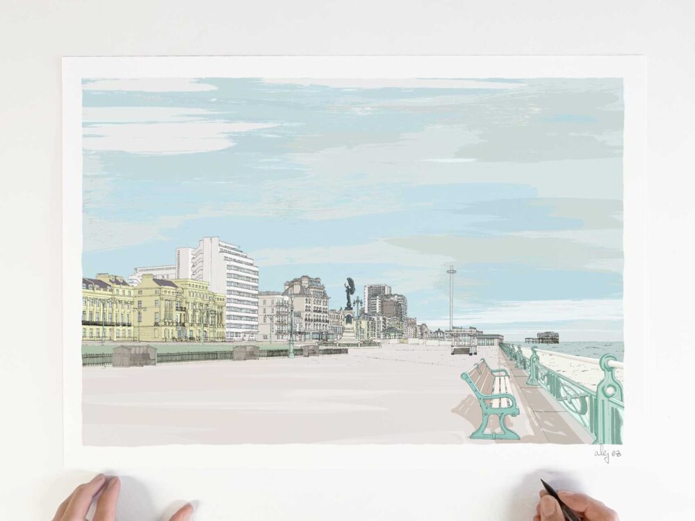 Art print by artist alej ez titled Between Brighton and Hove Pebble Beach