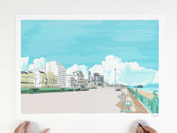 Art print by artist alej ez titled Between Brighton and Hove Sky Blue