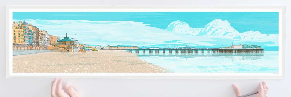 Art print by artist alej ez titled Brighton Seafront Sky Blue