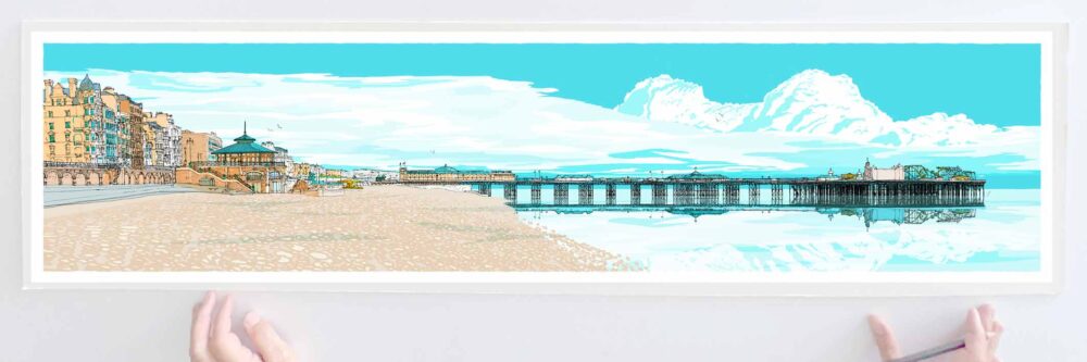 Art print by artist alej ez titled Brighton Seafront Sky Blue