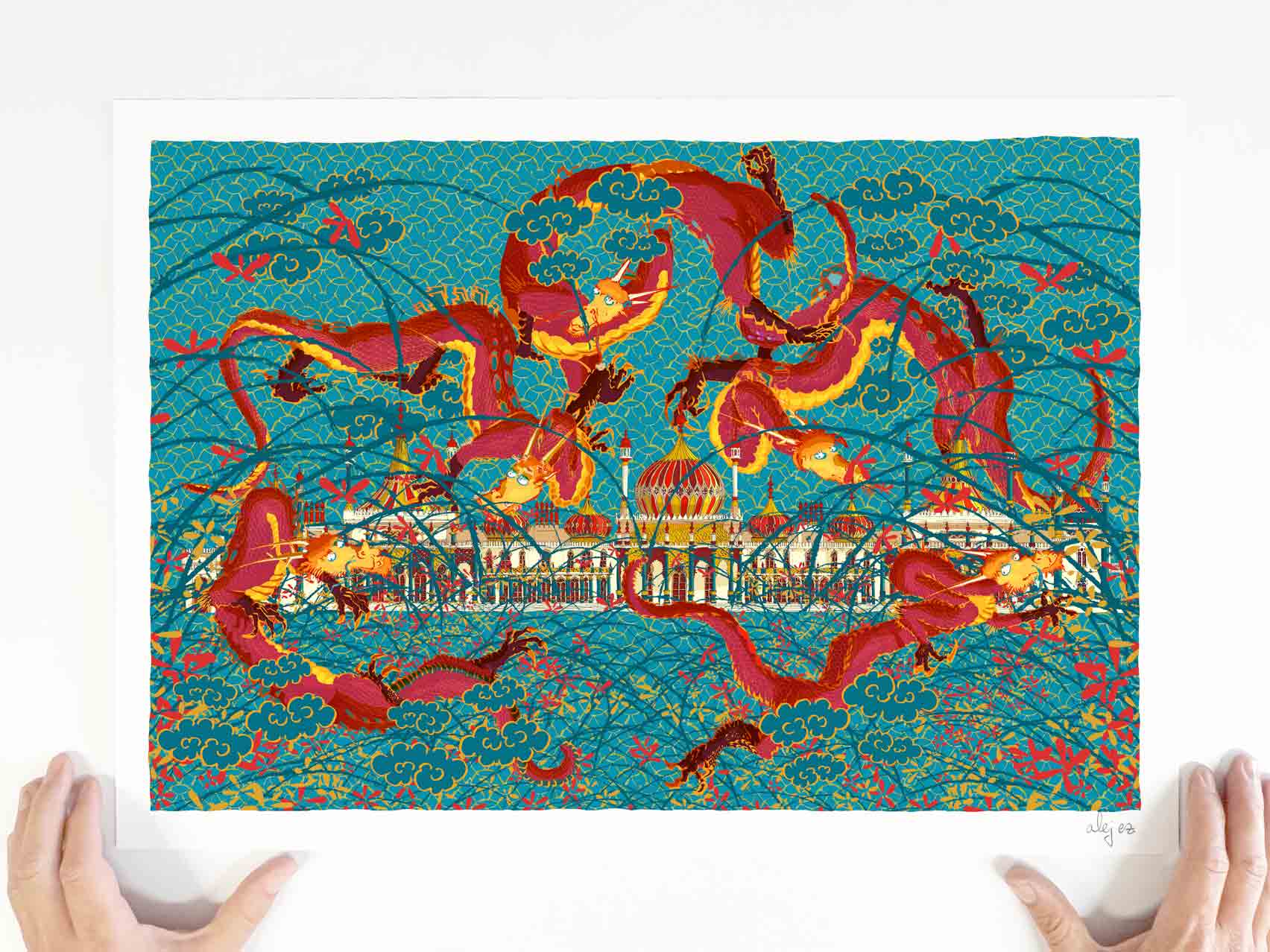 Art print by artist alej ez titled Dragons Realm Brigton Royal Pavilion Garden