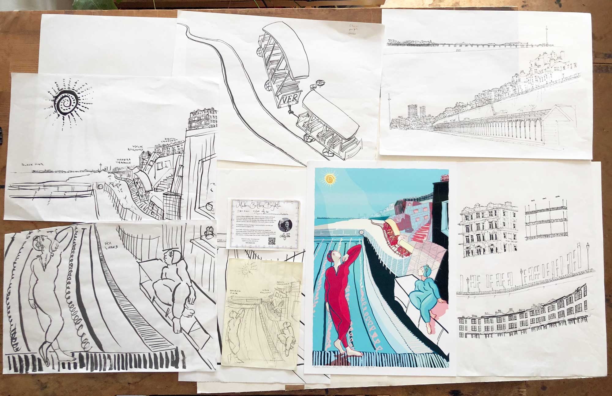 Art print by artist alej ez at studio. Cover Brochure for Artist Open Houses May 2026