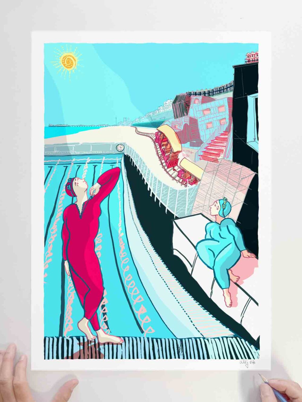Art print by artist alej ez titled Modern Bathers Brighton