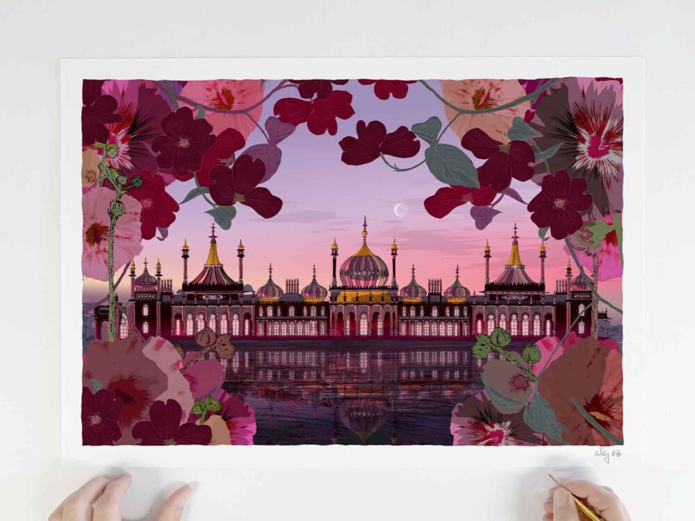 Limited Edition Art print by artist alej ez titled Royal Pavilion Garden Blossom Venus Sky
