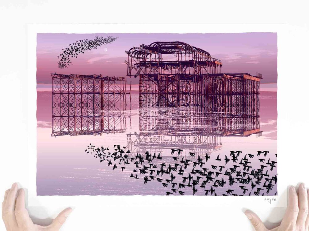 West Pier Murmuration Crescent Moon