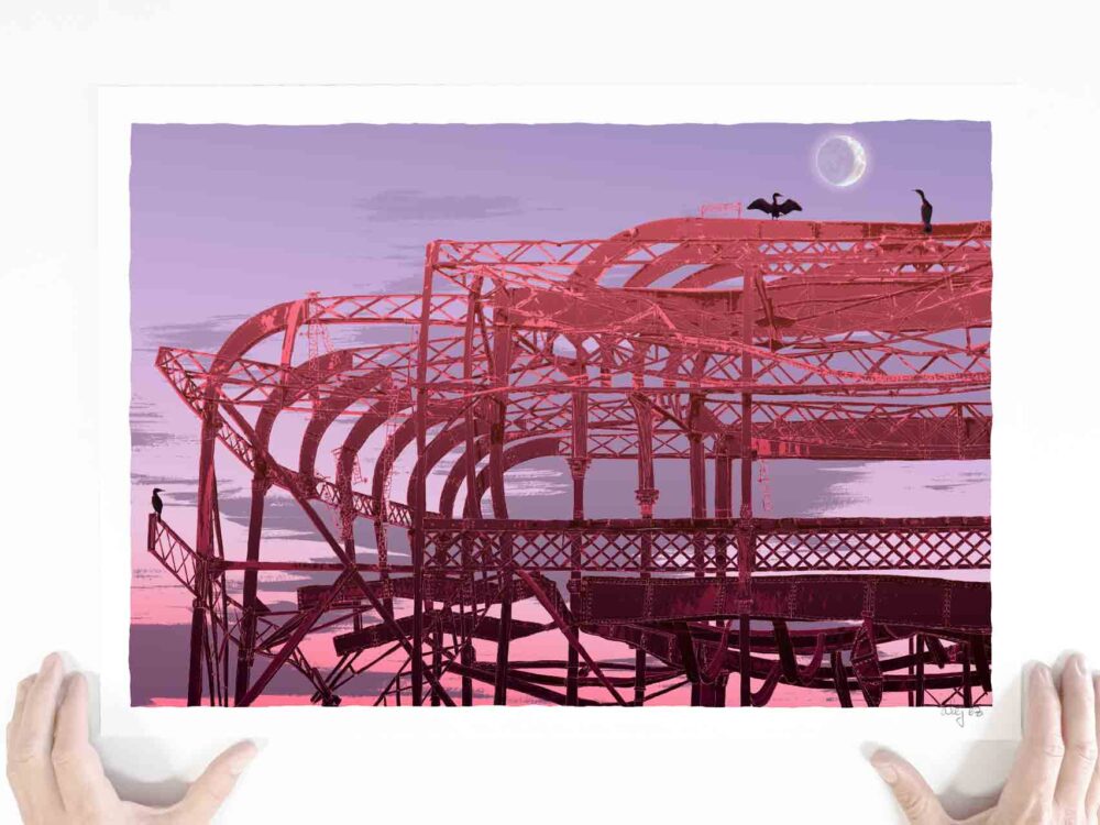 Moon Cormorants West Pier Remains