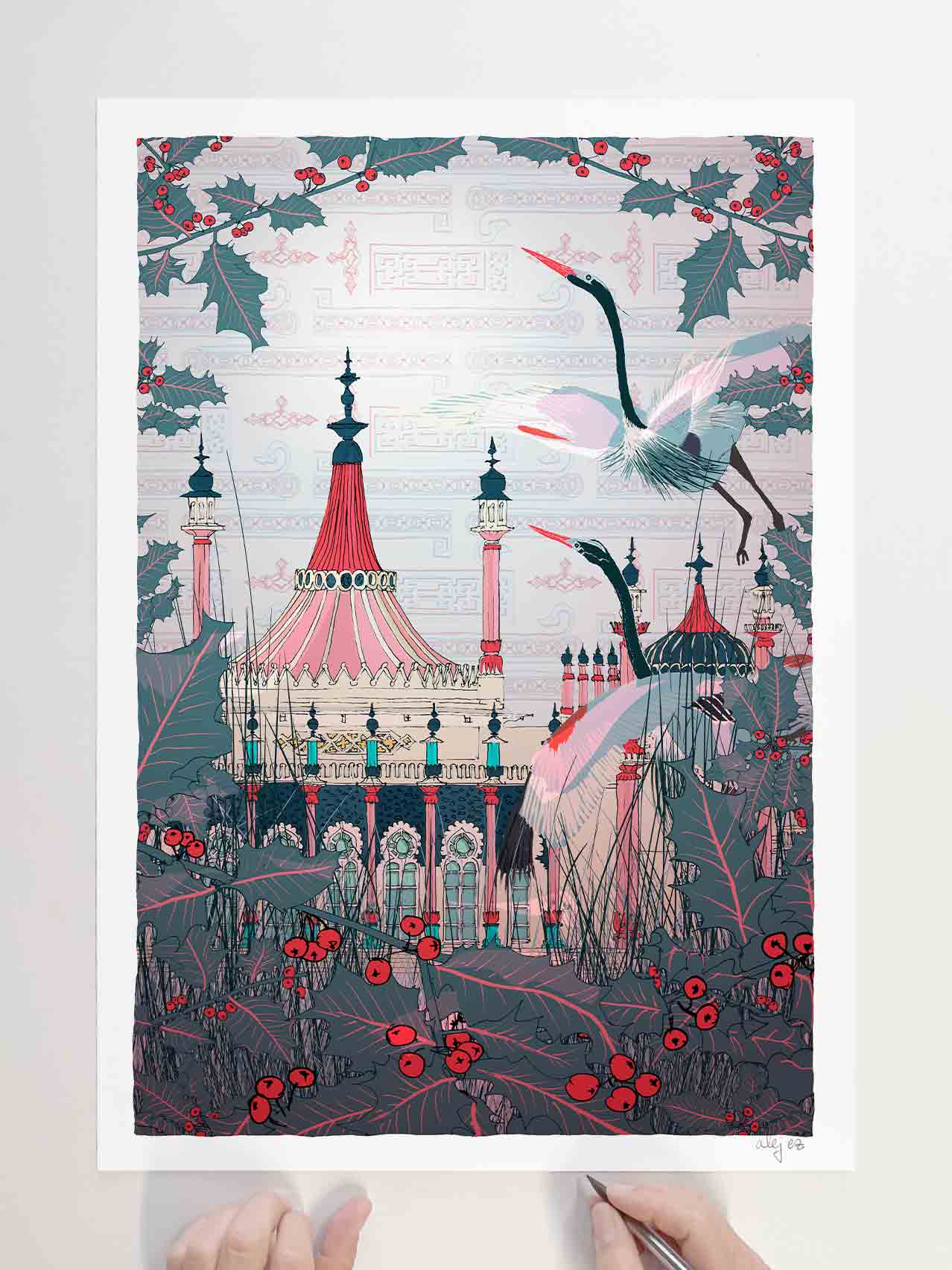 `Herons at the Royal Pavilion Garden Brighton in Winter