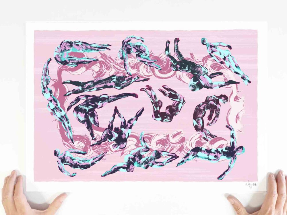 Limited Edition signed Art print by artist alej ez titled Swimmers Expressions of Movement