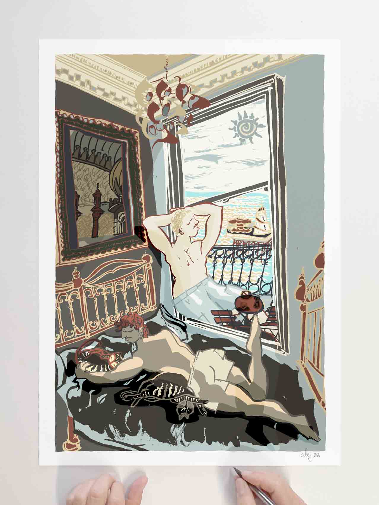 Limited Edition signed art print by artist alej ez titled Brighton Cat Lovers
