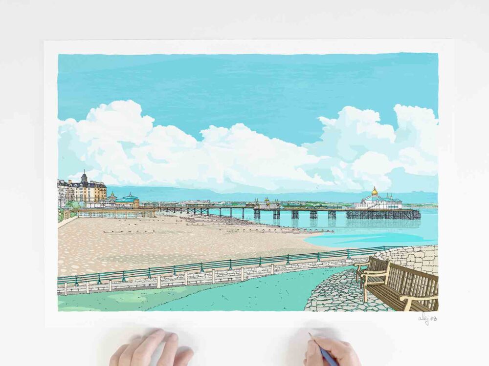 Eastbourne Beach and Pier Sky Blue