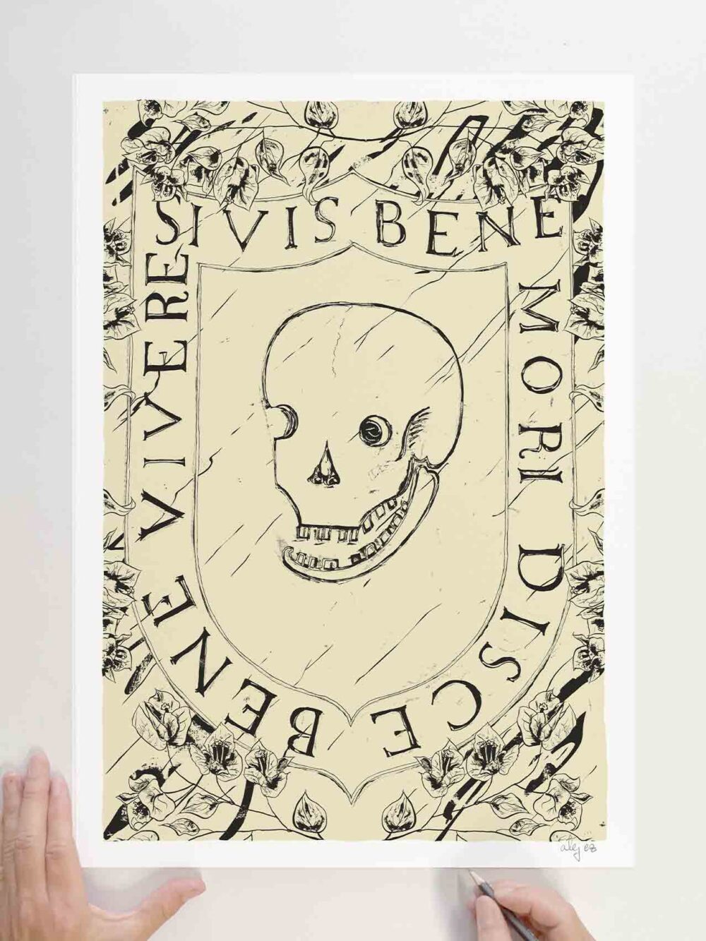 Limited Edition Art print by artist alej ez titled SI VIS BENE MORI DISCE BENE VIVERE