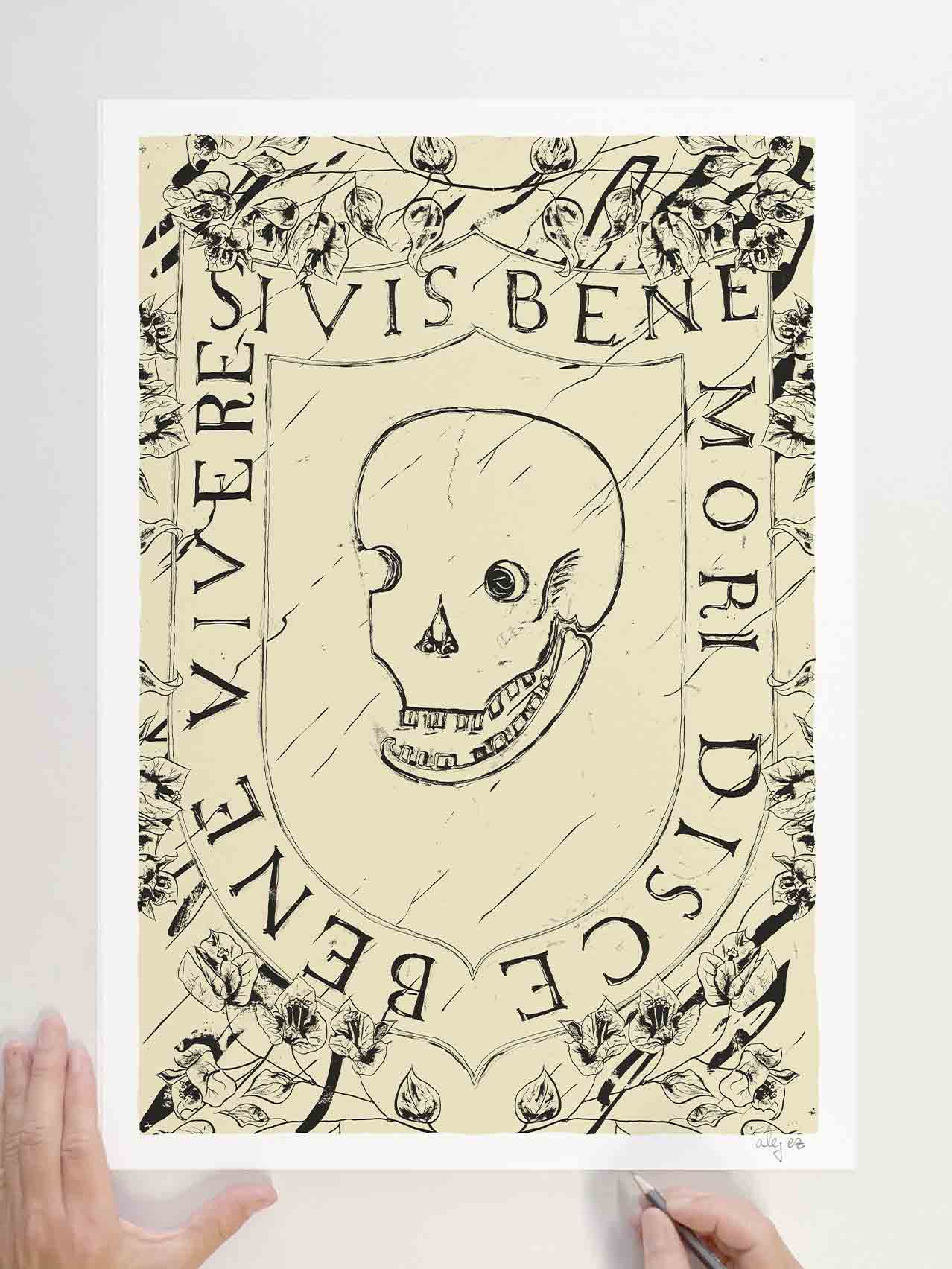 Limited Edition Art print by artist alej ez titled SI VIS BENE MORI DISCE BENE VIVERE