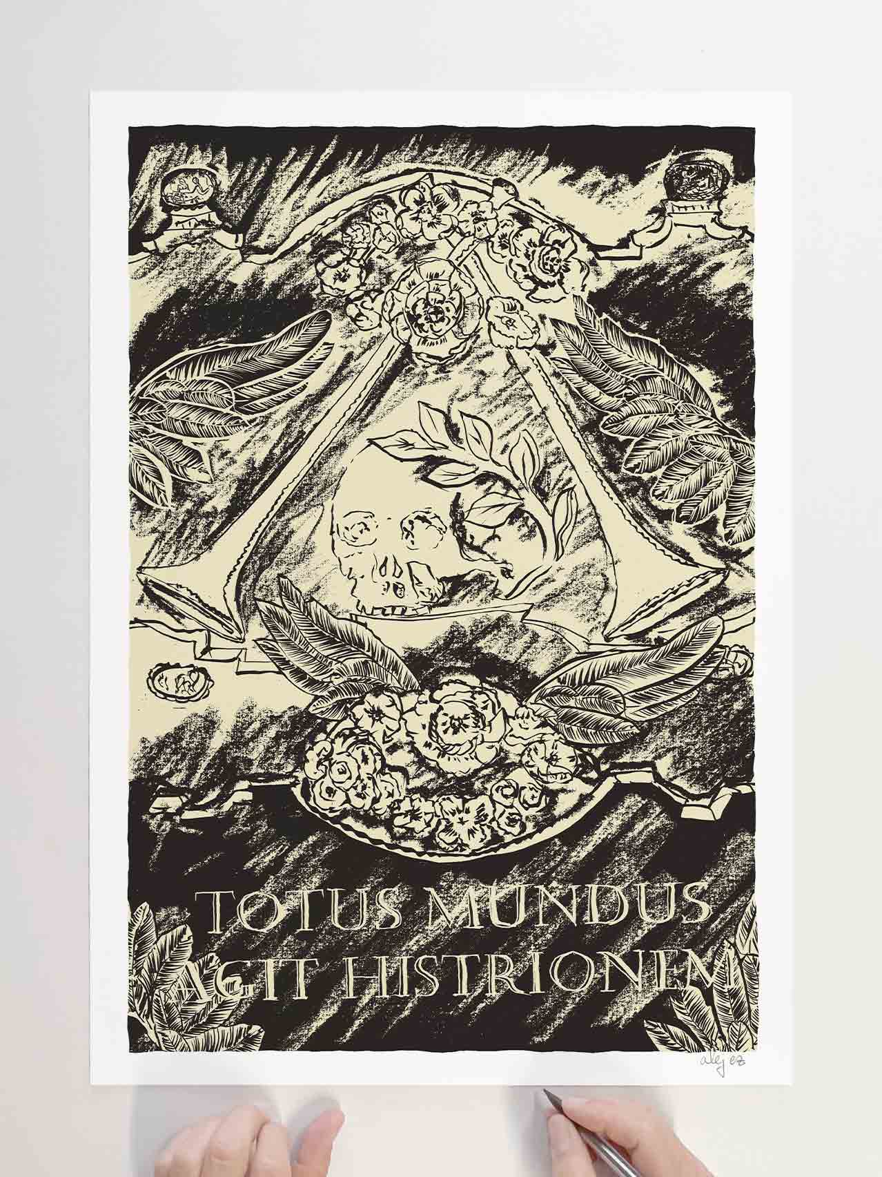 Limited Edition Art print by artist alej ez titled TOTUS MUNDUS AGIT HISTRIONEM