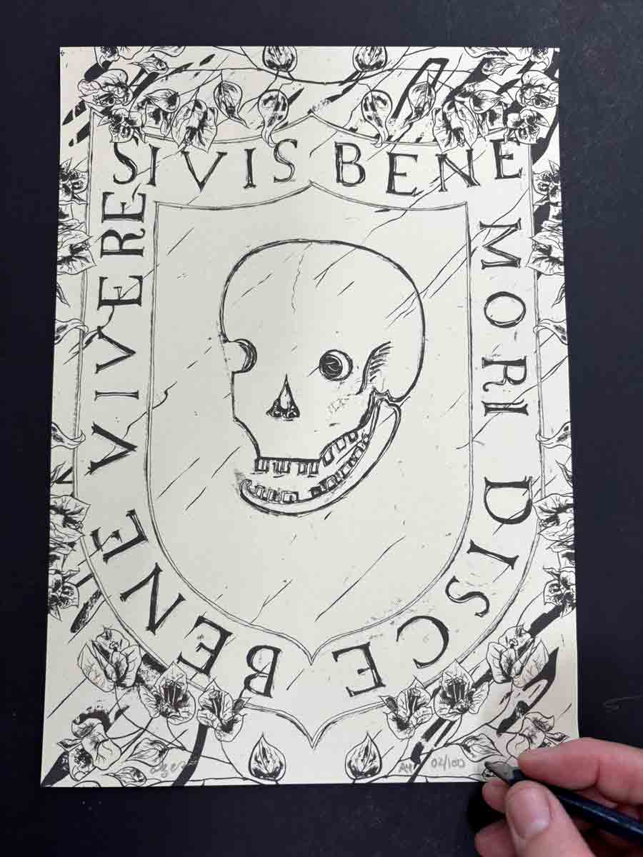 Limited Edition Art print by artist alej ez titled SI VIS BENE MORI DISCE BENE VIVERE